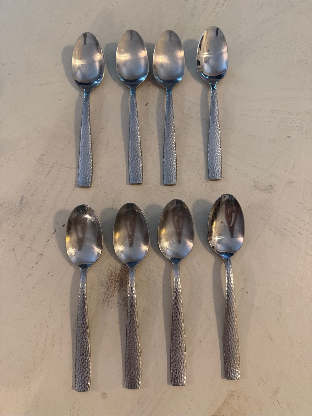 Oneida Illuma hammered metal dinner soup spoons